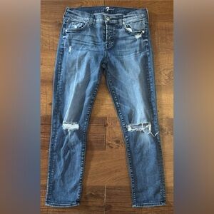 7 for all mankind women’s Josefina skinny boyfriend jeans Sz 26 waist frayed